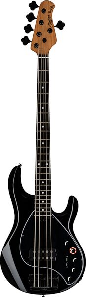 open zoom image for Sterling by Music Man DarkRay 5 Bass Guitar, 5-String, Black, Ebony Fretboard, Action Position Front
