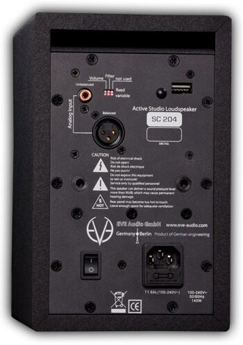 open zoom image for Eve Audio SC204 Active Studio Monitor, 2-Way, Rear