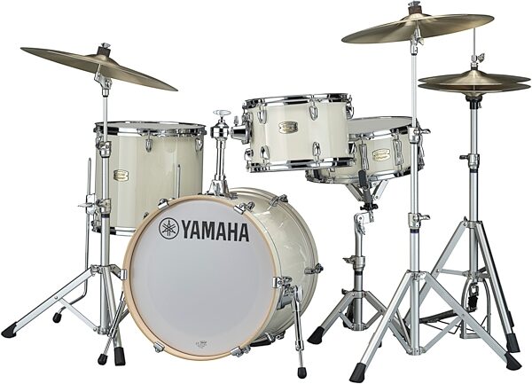 open zoom image for Yamaha SBP8F3 Stage Custom Bop Drum Shell Kit, 3-Piece, Classic White, Action Position Front