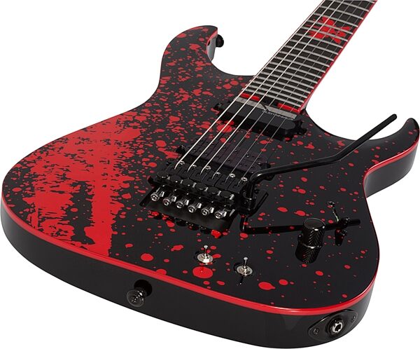 open zoom image for Schecter Sullivan King Banshee FR-S Electric Guitar, Obsidian Blood Black, Action Position Back