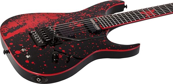 open zoom image for Schecter Sullivan King Banshee FR-S Electric Guitar, Obsidian Blood Black, Action Position Back