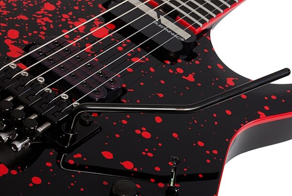 open zoom image for Schecter Sullivan King Banshee FR-S Electric Guitar, Obsidian Blood Black, Action Position Back