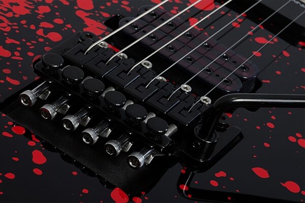 open zoom image for Schecter Sullivan King Banshee FR-S Electric Guitar, Obsidian Blood Black, Action Position Back