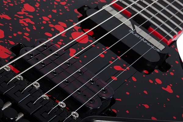 open zoom image for Schecter Sullivan King Banshee FR-S Electric Guitar, Obsidian Blood Black, Action Position Back