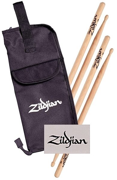 open zoom image for Zildjian 5B Wood Tip Drumsticks, 2 Pairs with Bag and Sticker