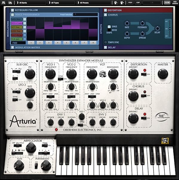 open zoom image for Arturia Oberheim SEM V Software Synthesizer, Screenshot with FX