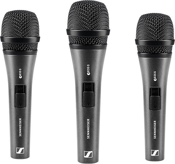 open zoom image for Sennheiser e835 Cardioid Dynamic Handheld Microphone, 3-Pack, e 835-S, with On/Off Switch, Action Position Back