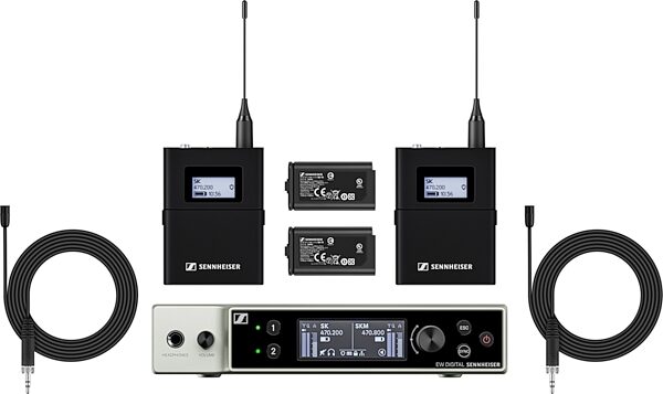 open zoom image for Sennheiser EW-DX MKE 2 Dual Wireless Lavalier Microphone Set, Band Q1-9 (470.2 - 550 MHz), Action Position Back