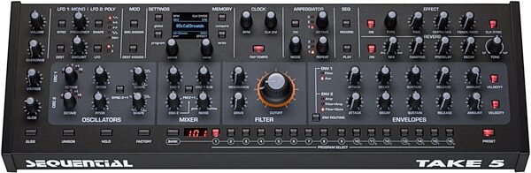 open zoom image for Sequential Take 5 Desktop Analog Synthesizer, New, Action Position Back