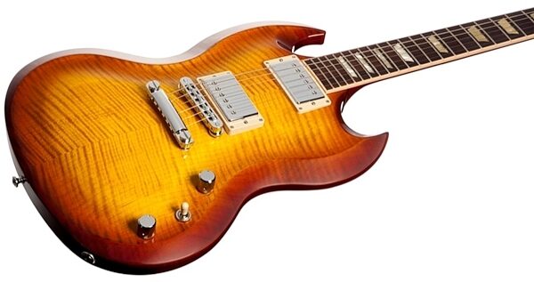 open zoom image for Gibson SG Diablo Premium Plus Electric Guitar (with Case), Iced Tea Closeup