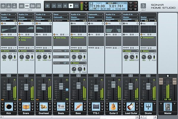 open zoom image for Cakewalk SONAR Home Studio (Windows), Screenshot -  Console View