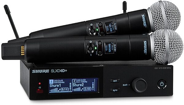 open zoom image for Shure SLXD24D+/SM58 Dual-Channel Wireless System with Two SM58 Handheld Microphones, Band G57 (470 - 608 MHz), main