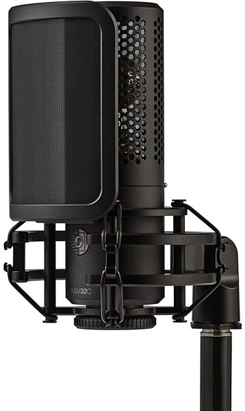 open zoom image for Shure KSM32C/SM Large-Diaphragm Condenser Microphone - Studio Kit with Shock Mount and Pop Filter, New, Action Position Back
