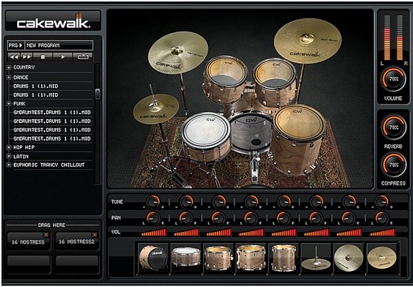 open zoom image for Cakewalk Software Guitar Tracks Pro (Windows), Screenshot - Drums