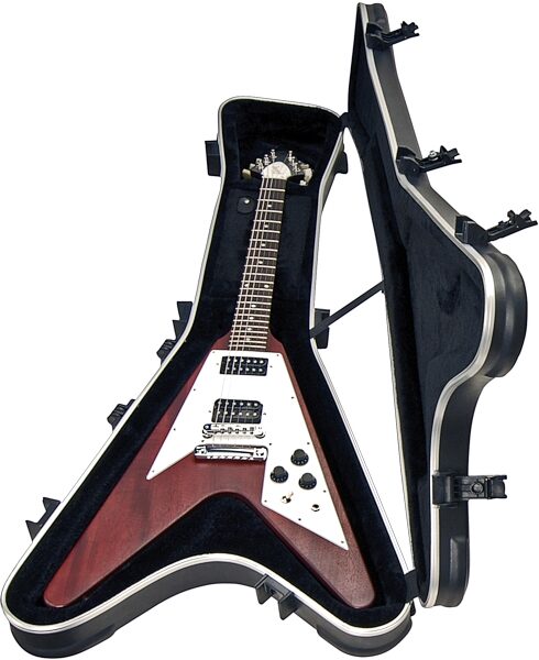open zoom image for SKB 58 Molded Case for Flying-V Style Electric Guitars, New, Open (With Guitar)