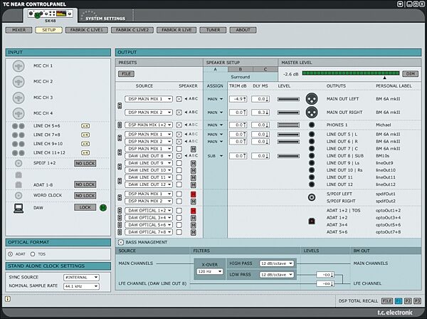 open zoom image for TC Electronic Konnekt 48 Firewire Audio Interface, Konnekt Bass Management Screenshot