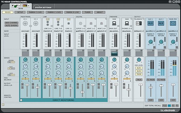 open zoom image for TC Electronic Konnekt 48 Firewire Audio Interface, Konnekt Mixer Screenshot