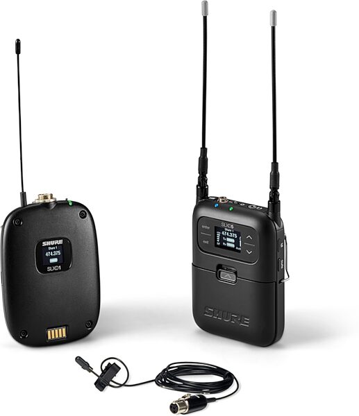 open zoom image for Shure SLXD15/DL4B Portable Digital Wireless System with SLXD1 Bodypack Transmitter and DL4 Omni Lavalier Microphone, G58, Action Position Back