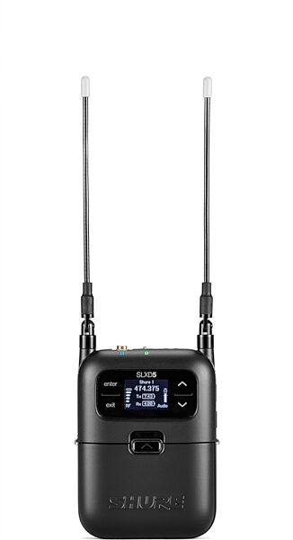 open zoom image for Shure SLXD15 Portable Digital Wireless Bodypack System, Band G58 (470 - 514 MHz), Action Position Back