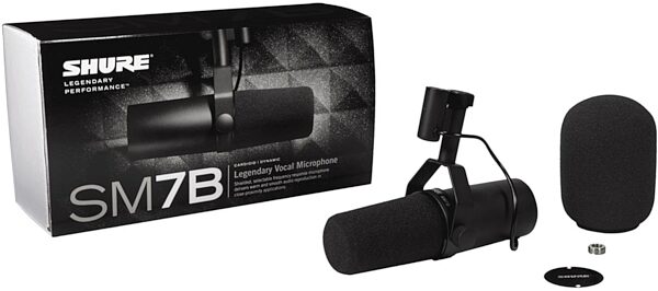 open zoom image for Shure SM7B Dynamic Cardioid Studio Vocal Microphone, New, Package Contents