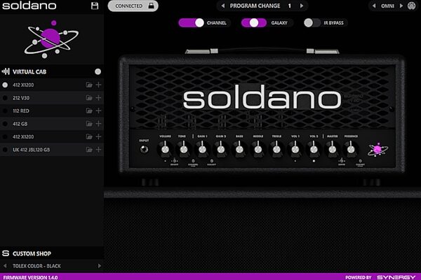 open zoom image for Soldano Astro-20 3-Channel Guitar Combo Amplifier with IR (20 Watts, 1x12"), New, Action Position Back