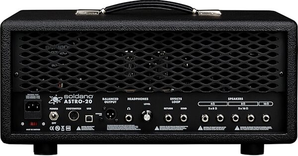 open zoom image for Soldano Astro-20 Guitar Amplifier Head with IR (20 Watts), New, Action Position Back