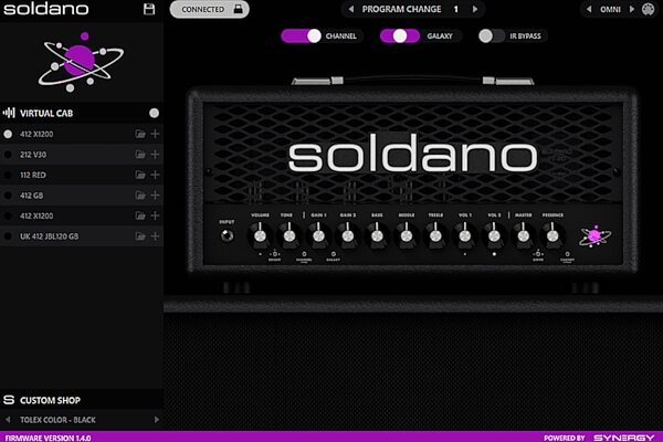 open zoom image for Soldano Astro-20 Guitar Amplifier Head with IR (20 Watts), New, Action Position Back