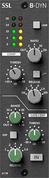 open zoom image for Solid State Logic SSL B-Dyn B-Series 500-Series Dynamics Processor, New, Action Position Back
