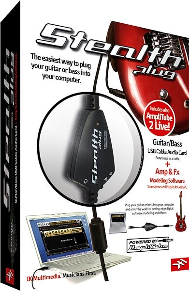 open zoom image for IK Multimedia StealthPlug Guitar/Bass USB Audio Interface Cable with Plug-Ins, Box