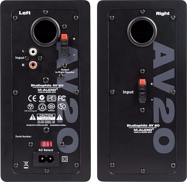 open zoom image for M-Audio Studiophile AV20 Portable Desktop Speakers, Rear