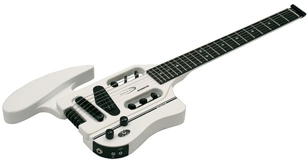 open zoom image for Traveler Speedster Hot Rod Electric Guitar with Gig Bag, White Angle
