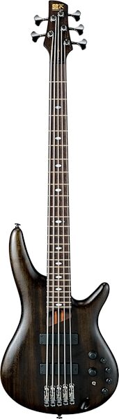 open zoom image for Ibanez SR4005E Prestige 5-String Electric Bass (with Case), Transparent Black Flat