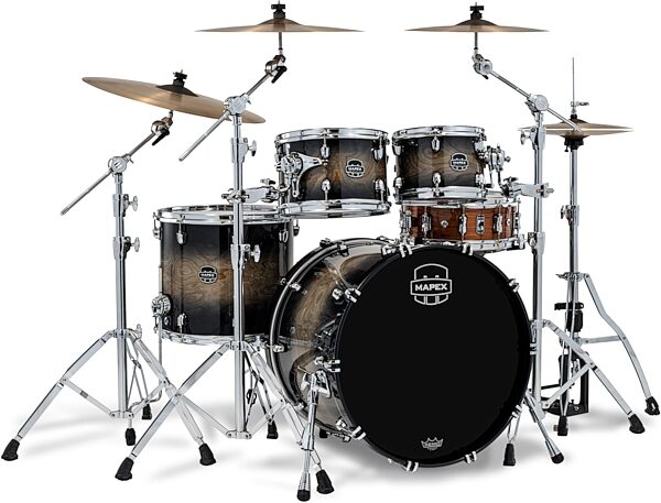 open zoom image for Mapex SR529XUZ Saturn VI Rock Drum Shell Kit, 4-Piece, Black Ink Burst, Main