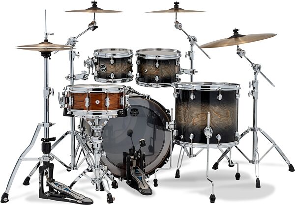 open zoom image for Mapex SR529XUZ Saturn VI Rock Drum Shell Kit, 4-Piece, Black Ink Burst, Action Position Back