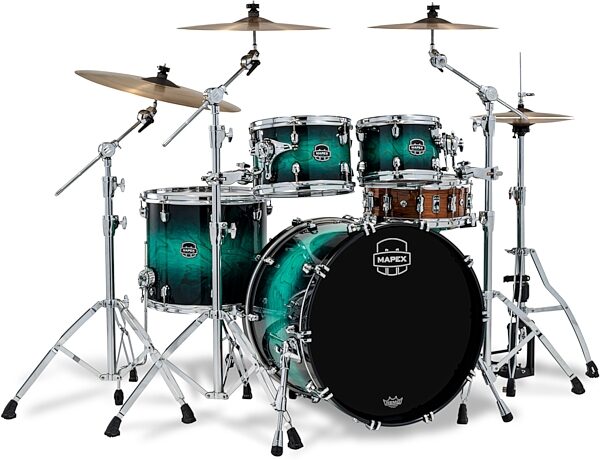 open zoom image for Mapex SR529XUZ Saturn VI Rock Drum Shell Kit, 4-Piece, Marine Teal Burst, Main