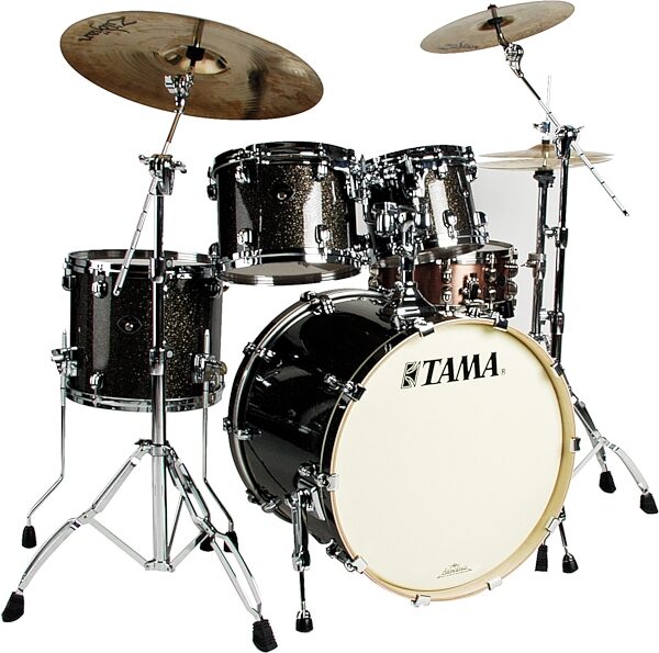 open zoom image for Tama SRG42NFS Starclassic Performer EFX New Fusion 4-Piece Drum Shell Kit, Black Gold Glitter