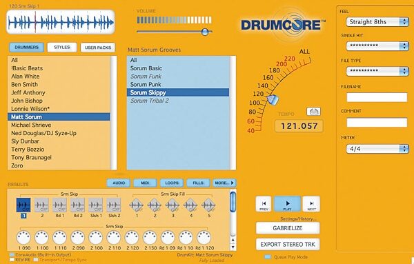 open zoom image for Submersible Music DrumCore Drum Synth (Macintosh and Windows), Screenshot - Main
