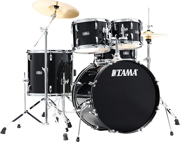 open zoom image for Tama Stagestar Complete 5-Piece Drum Set, Black Night Sparkle, Action Position Back