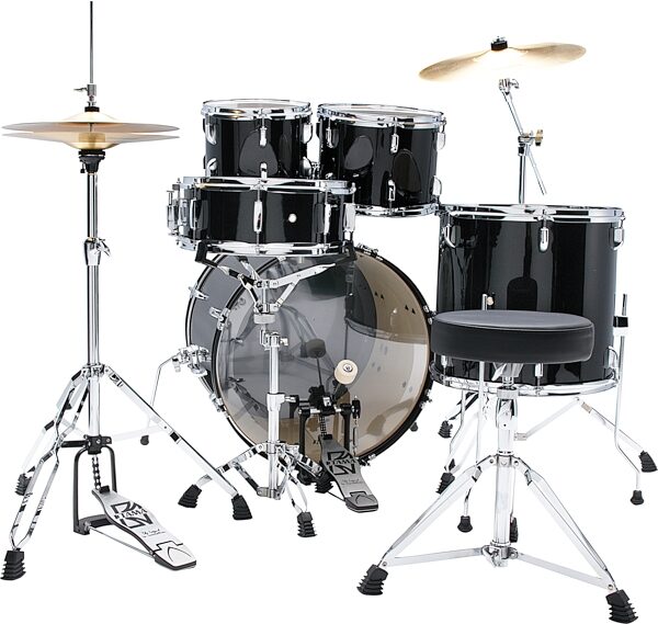 open zoom image for Tama Stagestar Complete 5-Piece Drum Set, Black Night Sparkle, Action Position Back