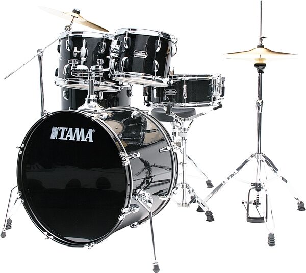 open zoom image for Tama Stagestar Complete 5-Piece Drum Set, Black Night Sparkle, Action Position Back