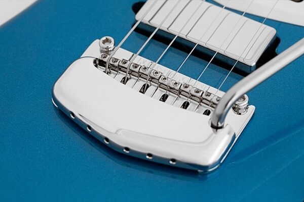 open zoom image for Ernie Ball Music Man St. Vincent Signature Electric Guitar (with Case), Blue Bridge