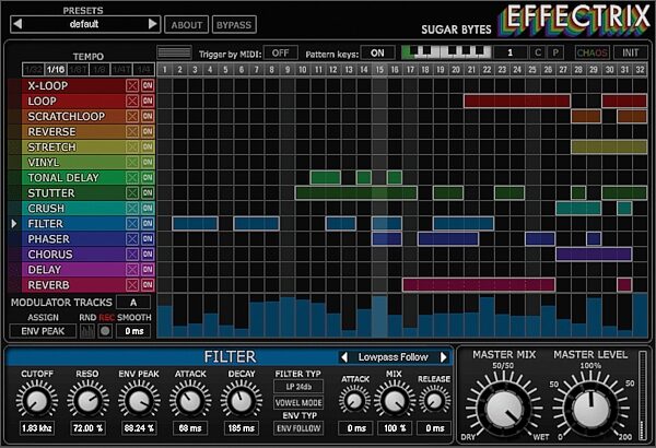 open zoom image for Sugar Bytes Effectrix Effect Sequencer Plug-in Software, Digital Download, Screenshot Front