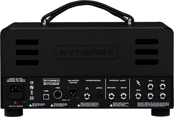open zoom image for Synergy SYN-20IR All-Tube Modular Guitar Amplifier Head with IR and MIDI 2.0, Open Box (Like New), Action Position Back