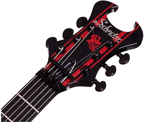 open zoom image for Schecter Synyster Custom Limited Electric Guitar, Black and Red - Headstock