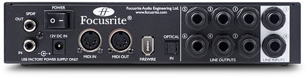 open zoom image for Focusrite Saffire Pro 24 DSP FireWire Audio Interface with VRM Technology, Rear