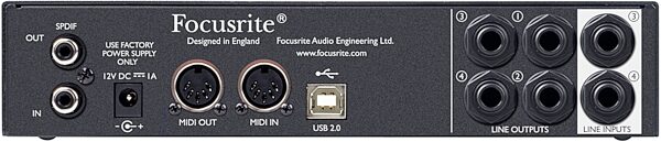 open zoom image for Focusrite Scarlett 8i6 USB Audio Interface, Rear