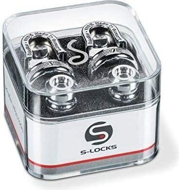 open zoom image for Schaller S-Lock Strap Locks, Chrome, Action Position Back