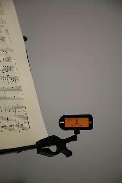 open zoom image for Korg AW2G Clip-On Guitar Tuner, In Use - Stand