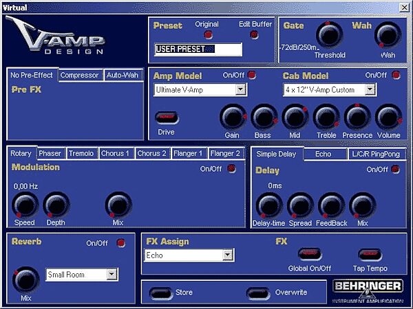 open zoom image for Behringer V-Amp 2 Guitar Amp Modeling Processor, Screen 3