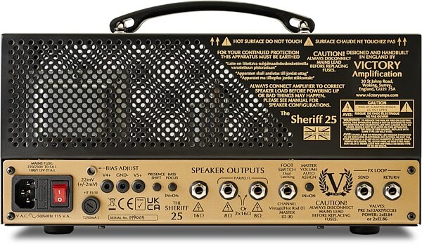 open zoom image for Victory Sheriff 25H Guitar Amplifier Head, Metal Chassis (25 Watts), New, Action Position Back